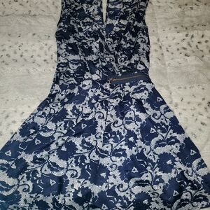 Elegant Navy and White Floral Romper